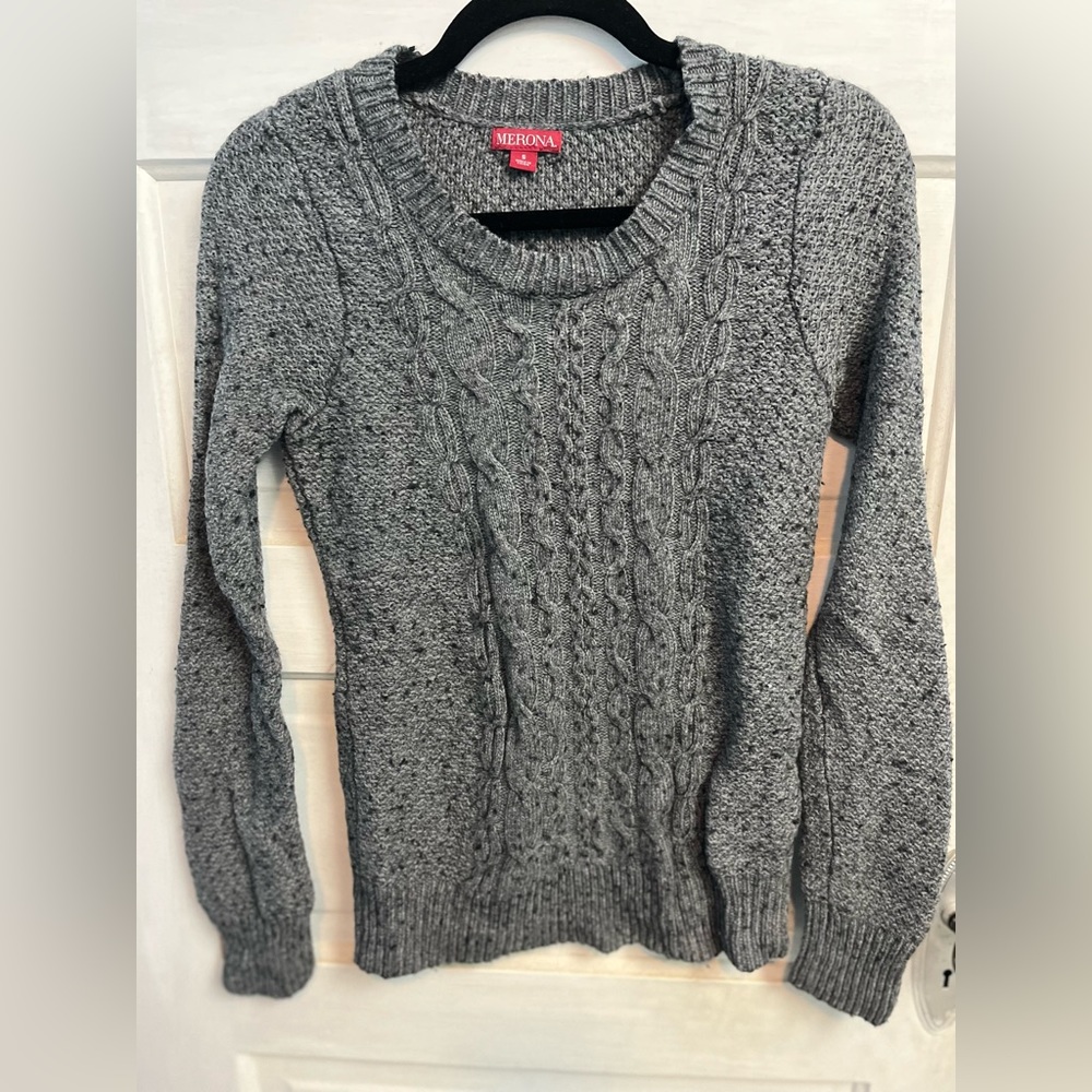 Gray crochet sweater